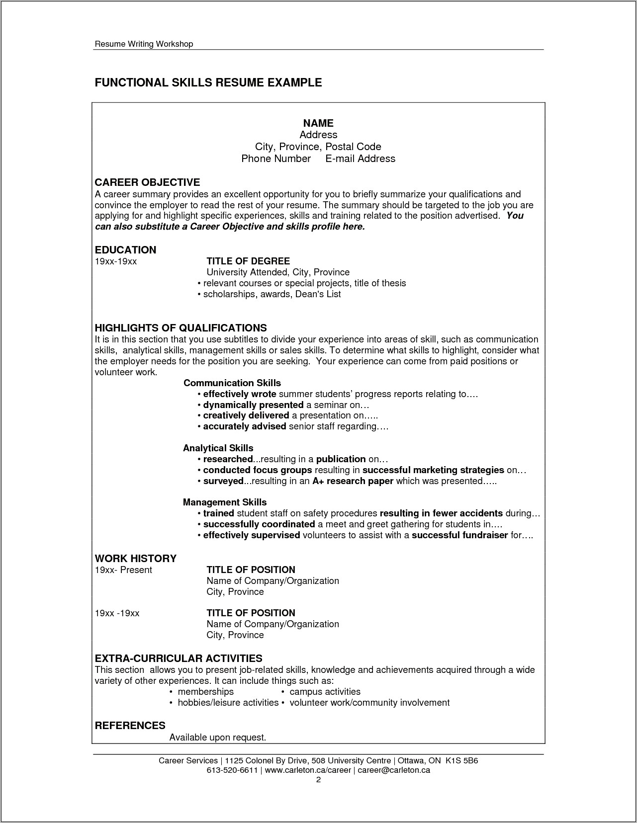 Resume With Skills Section Sample
