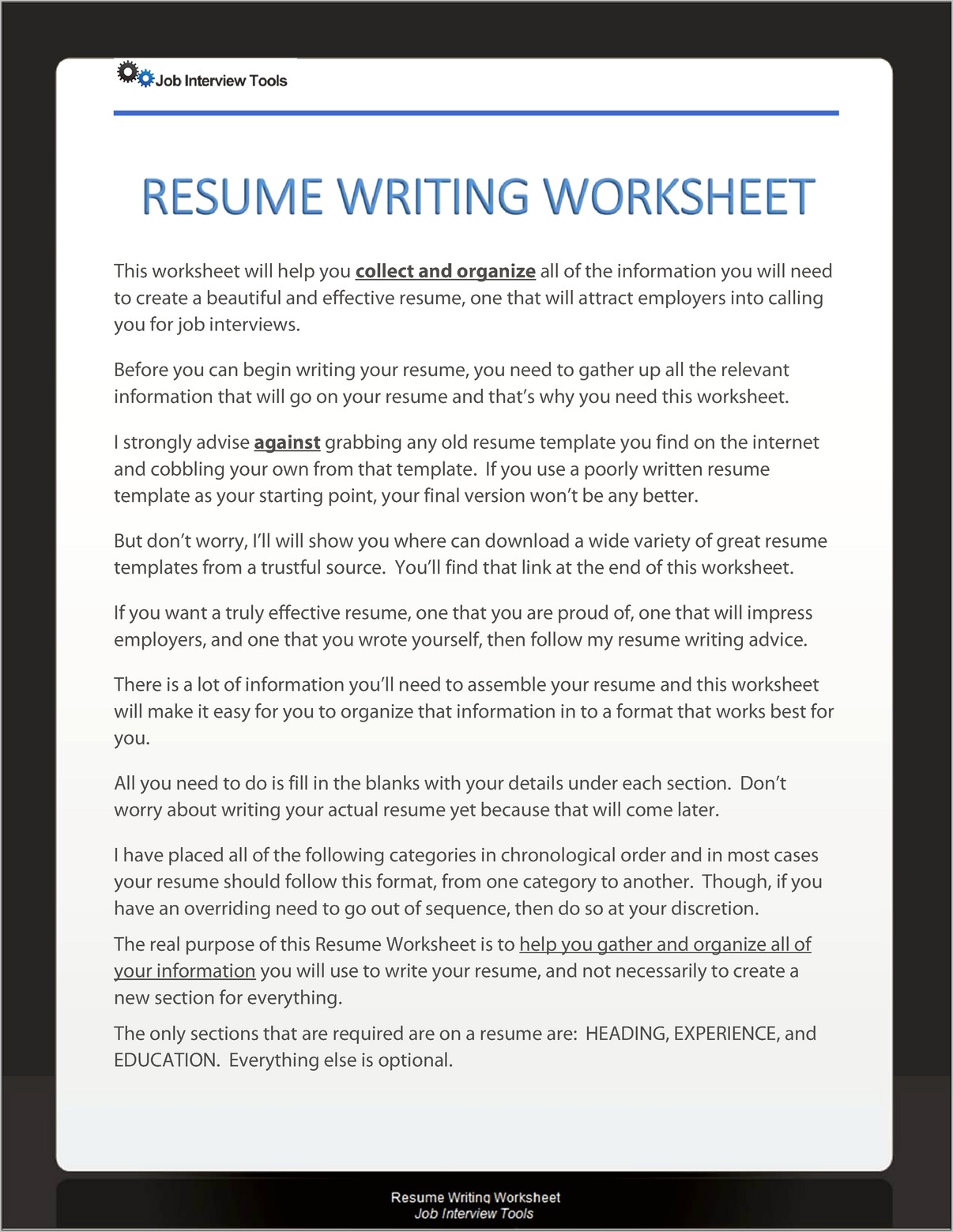 Resume Writing For Job Interview