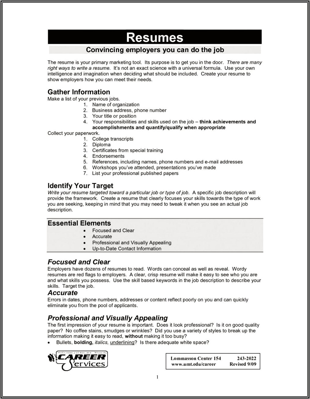 Resume Writing Services Job Description