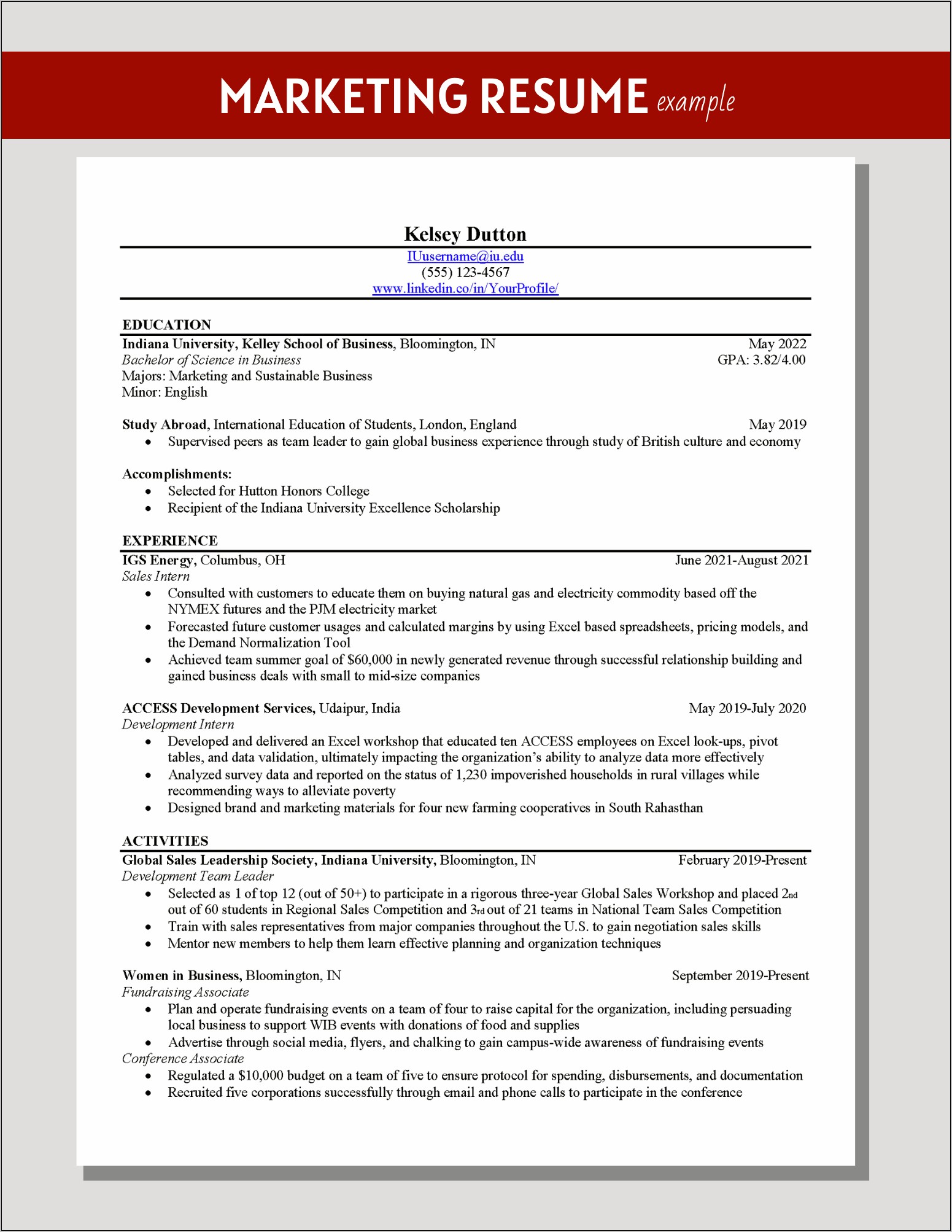 Resumes For A Marketing Job