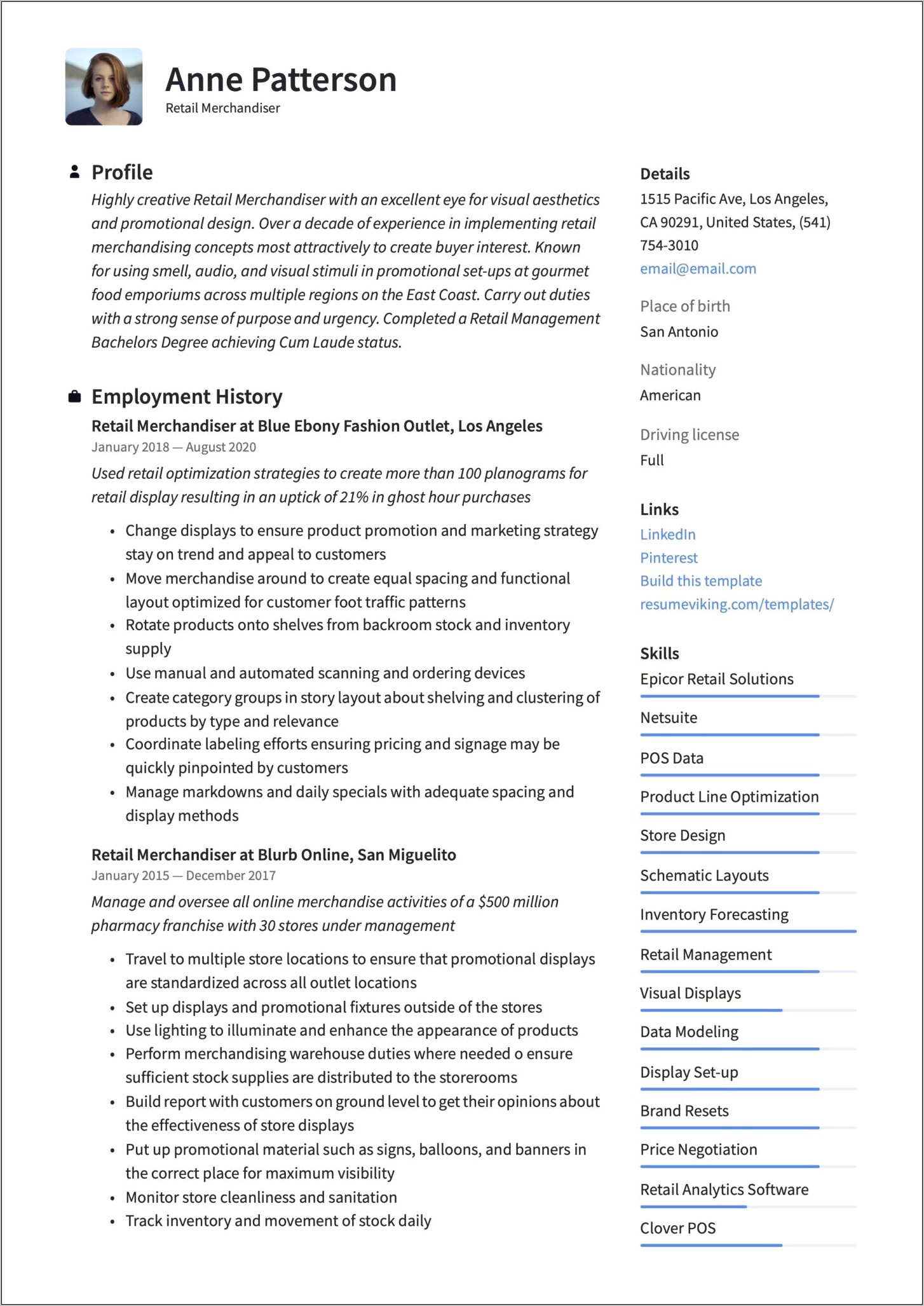 Resumes For Field Merchandisers Examples