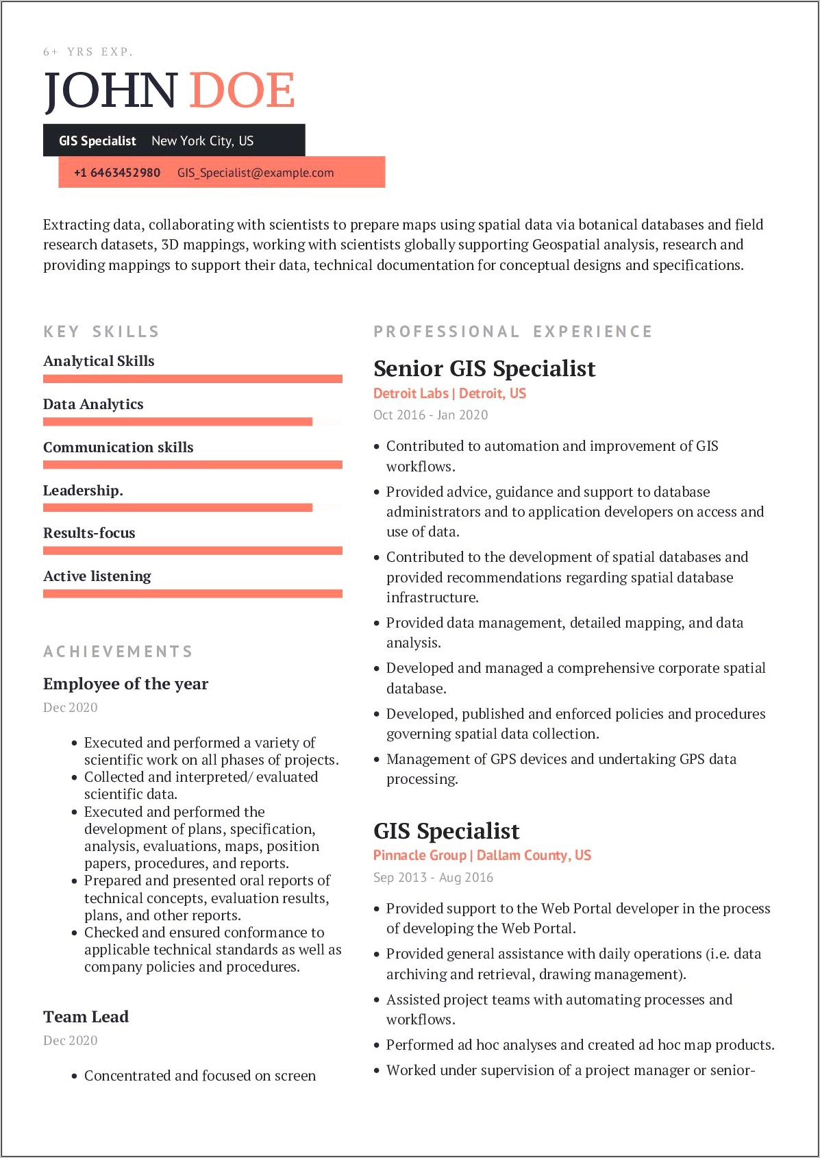 Resumes For Gis Project Managers