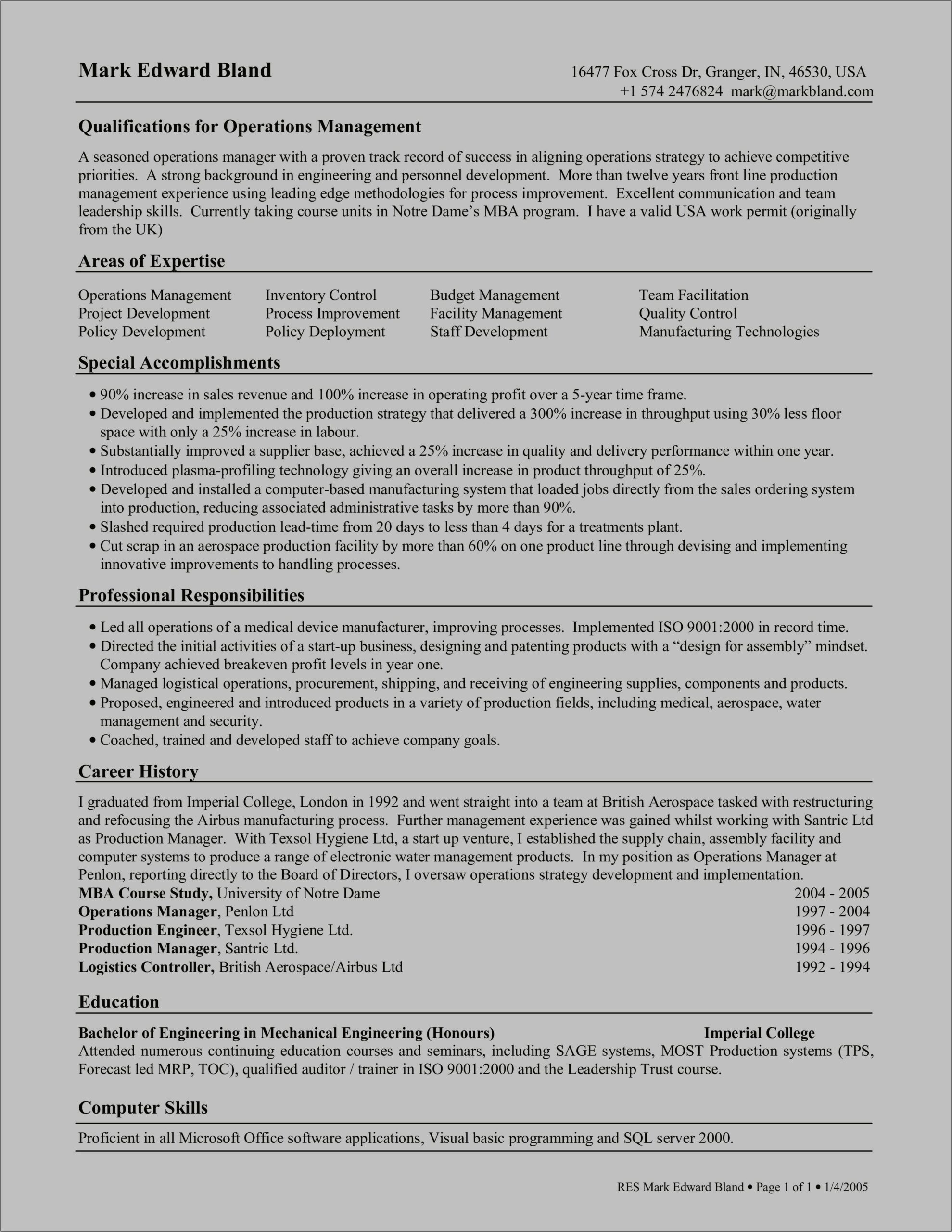 Resumes For Print Productin Manager