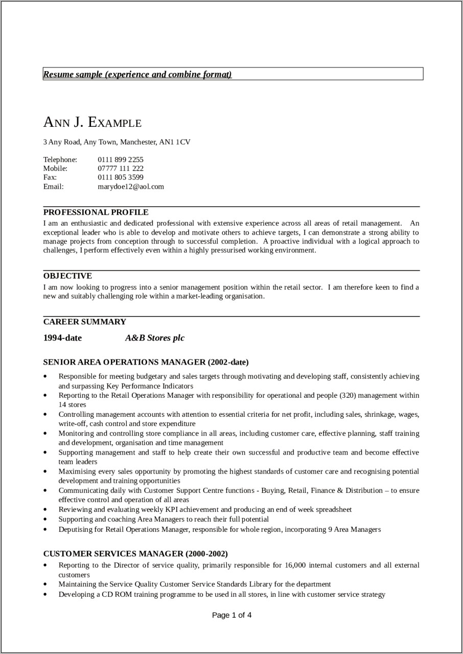 Retail Customer Service Resume Objective