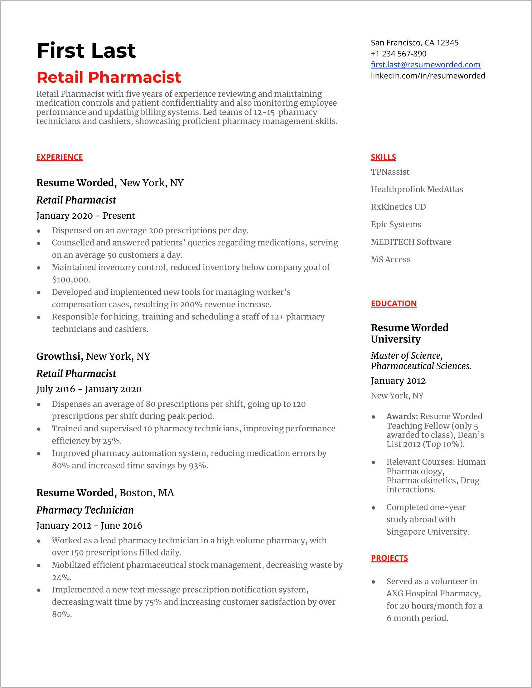 Retail Manager Skills List Resume