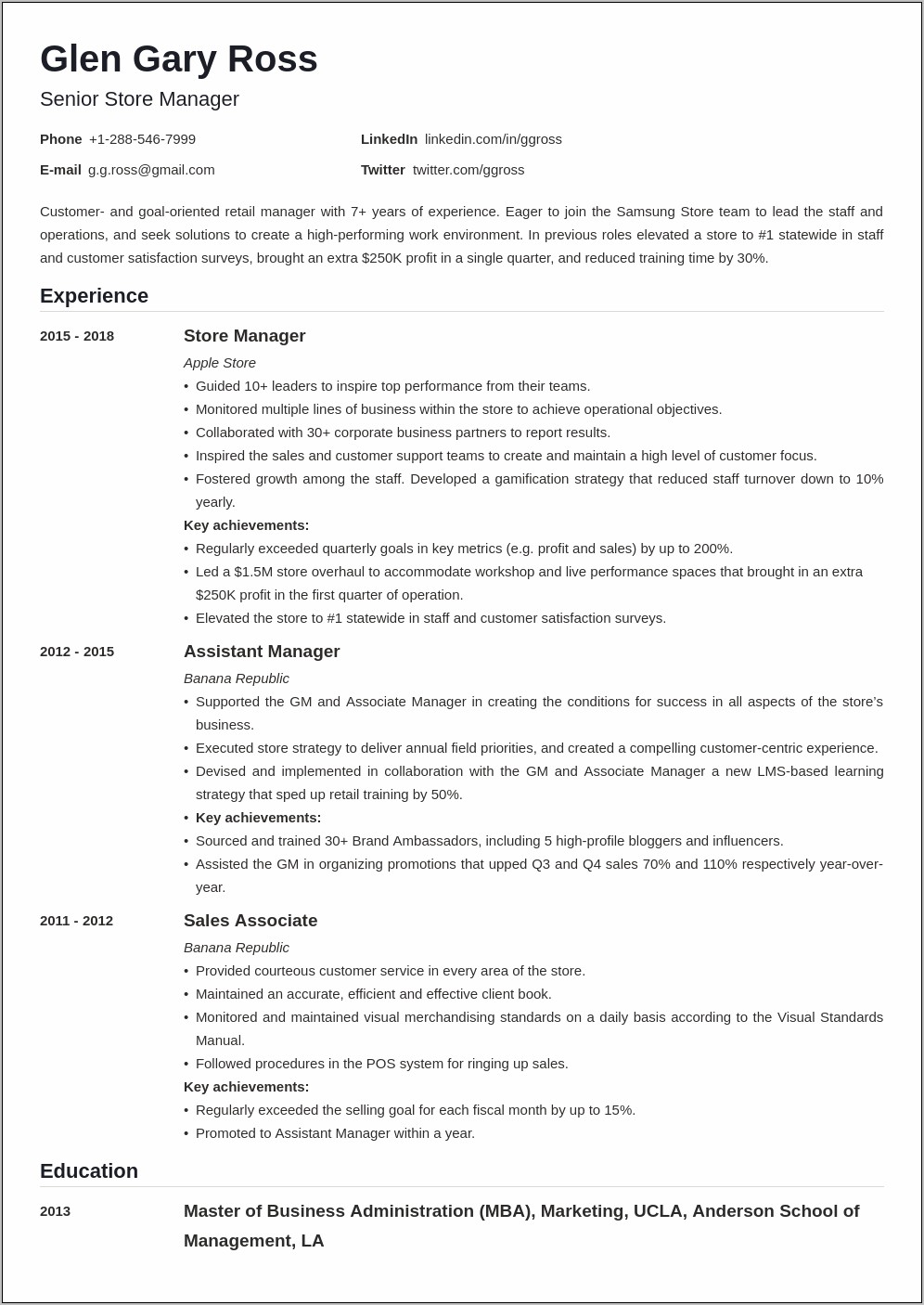Retail Resume No Experience Examples