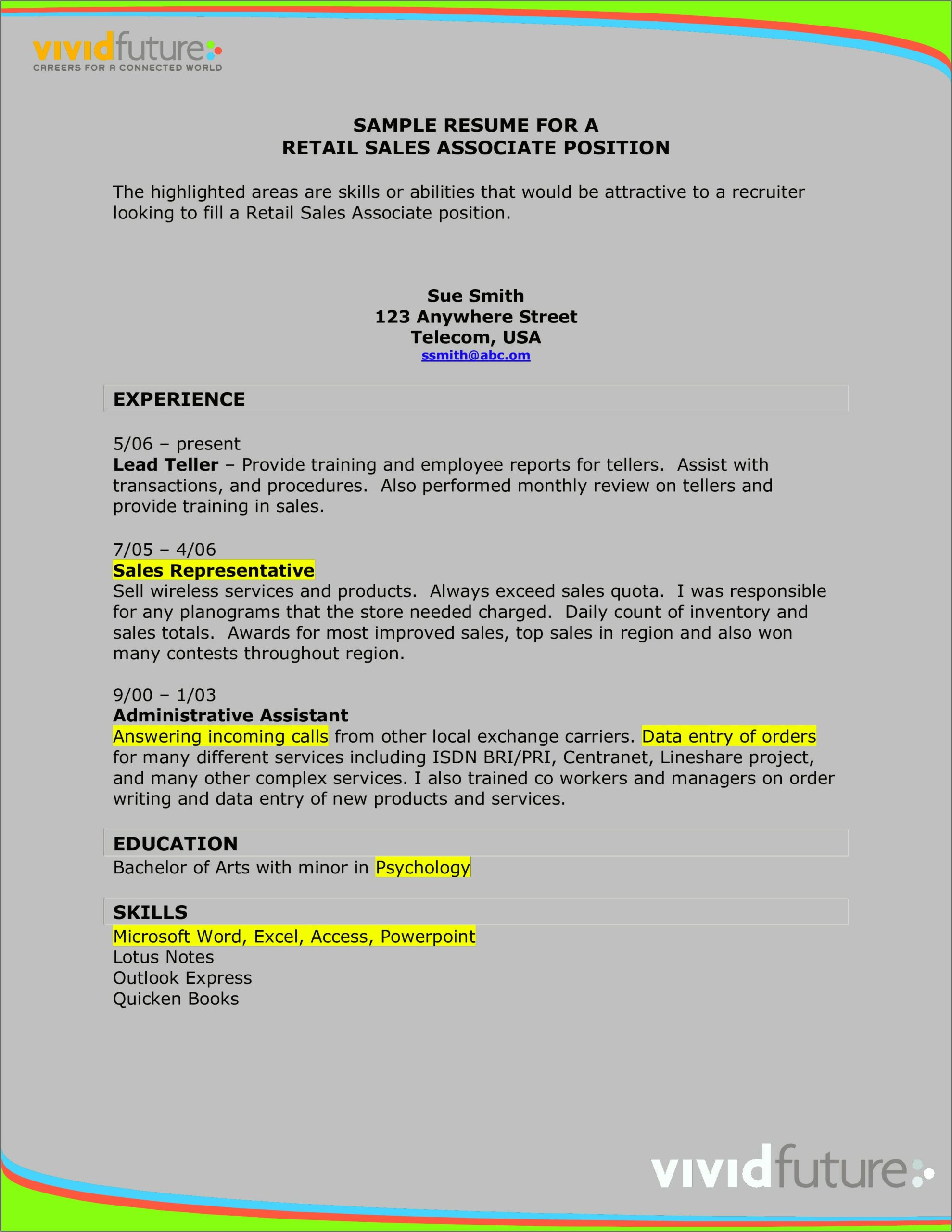 Retail Sales Assistant Resume Examples