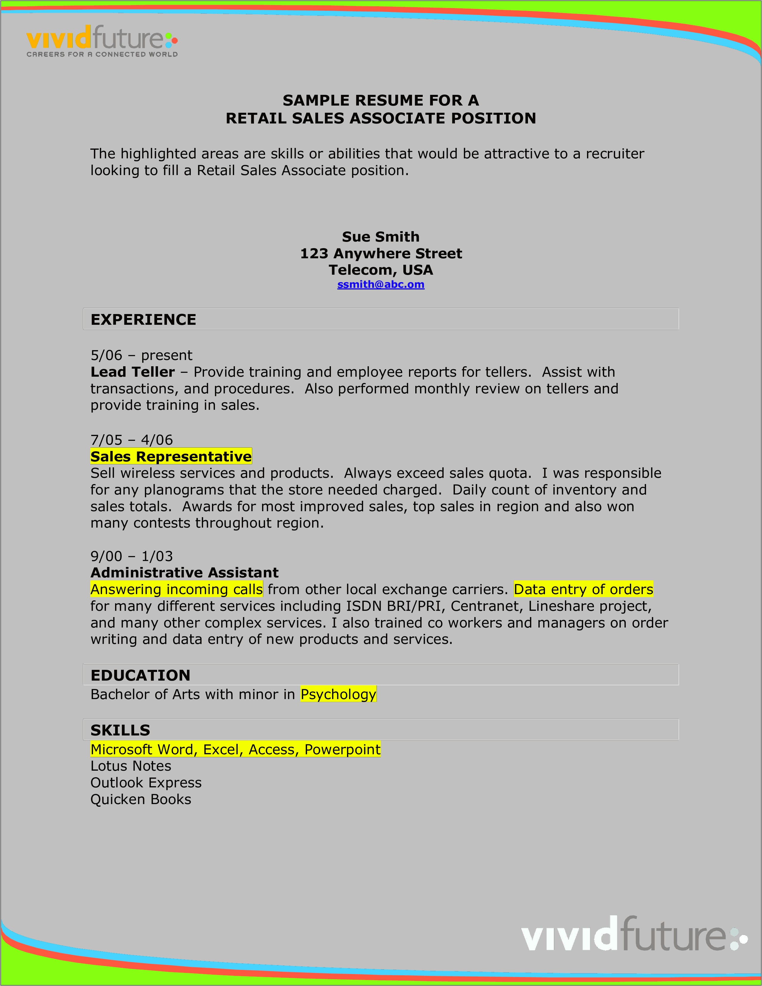 Retail Sales Assistant Resume Examples