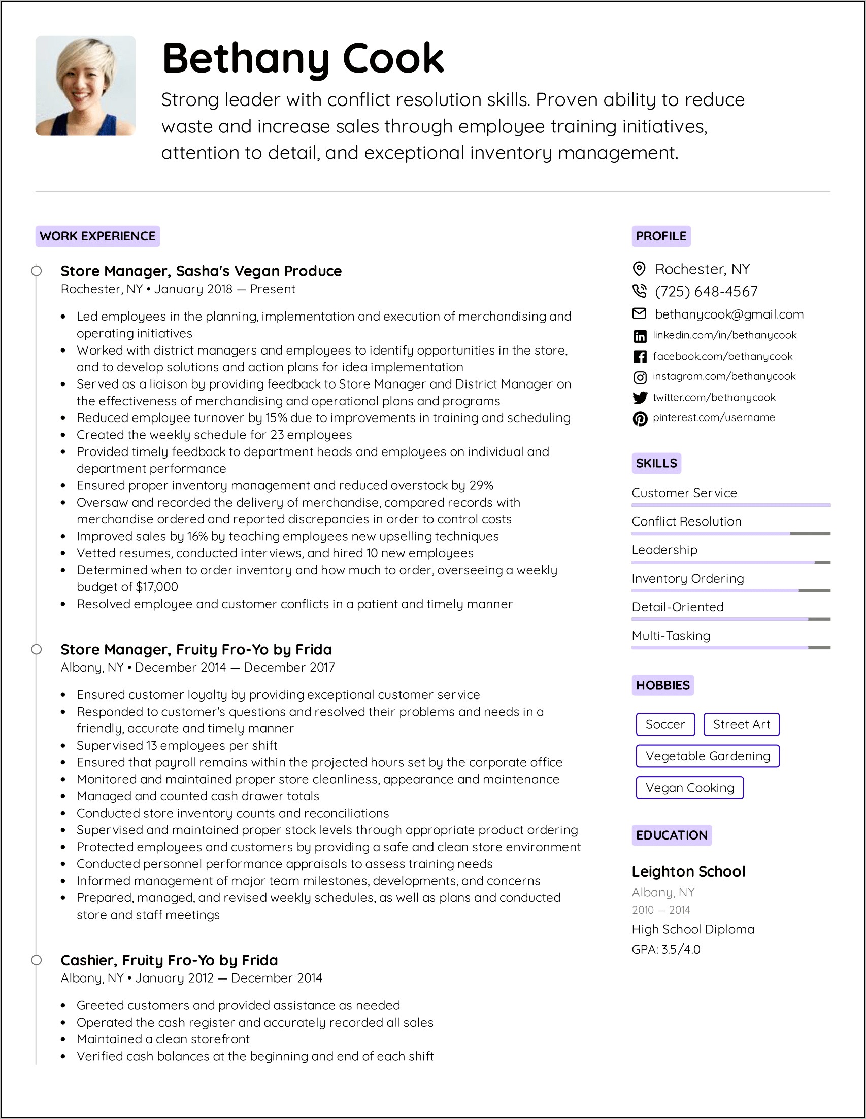 Retail Sales Manager Skills Resume