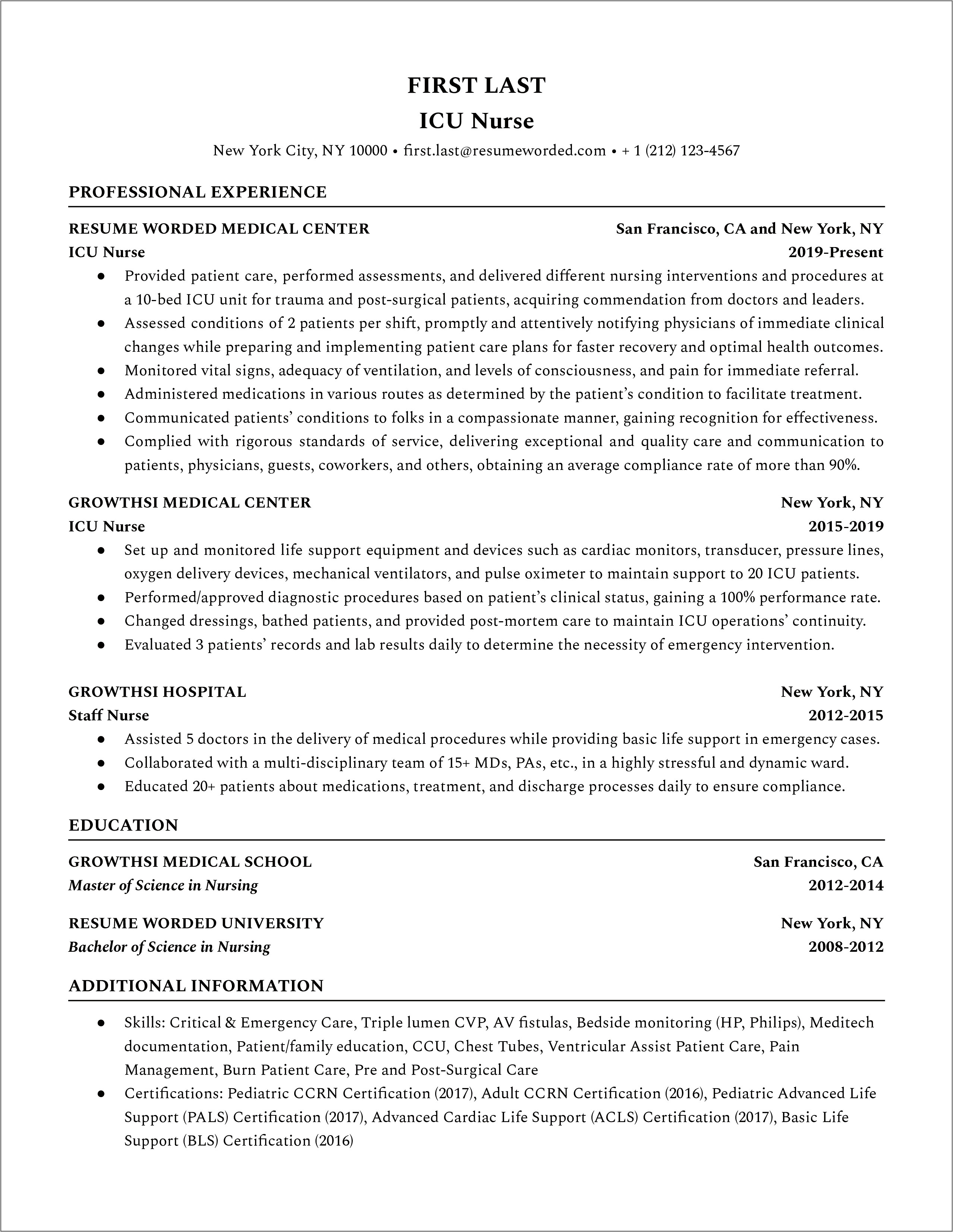 Rn Resume Examples Of Duties