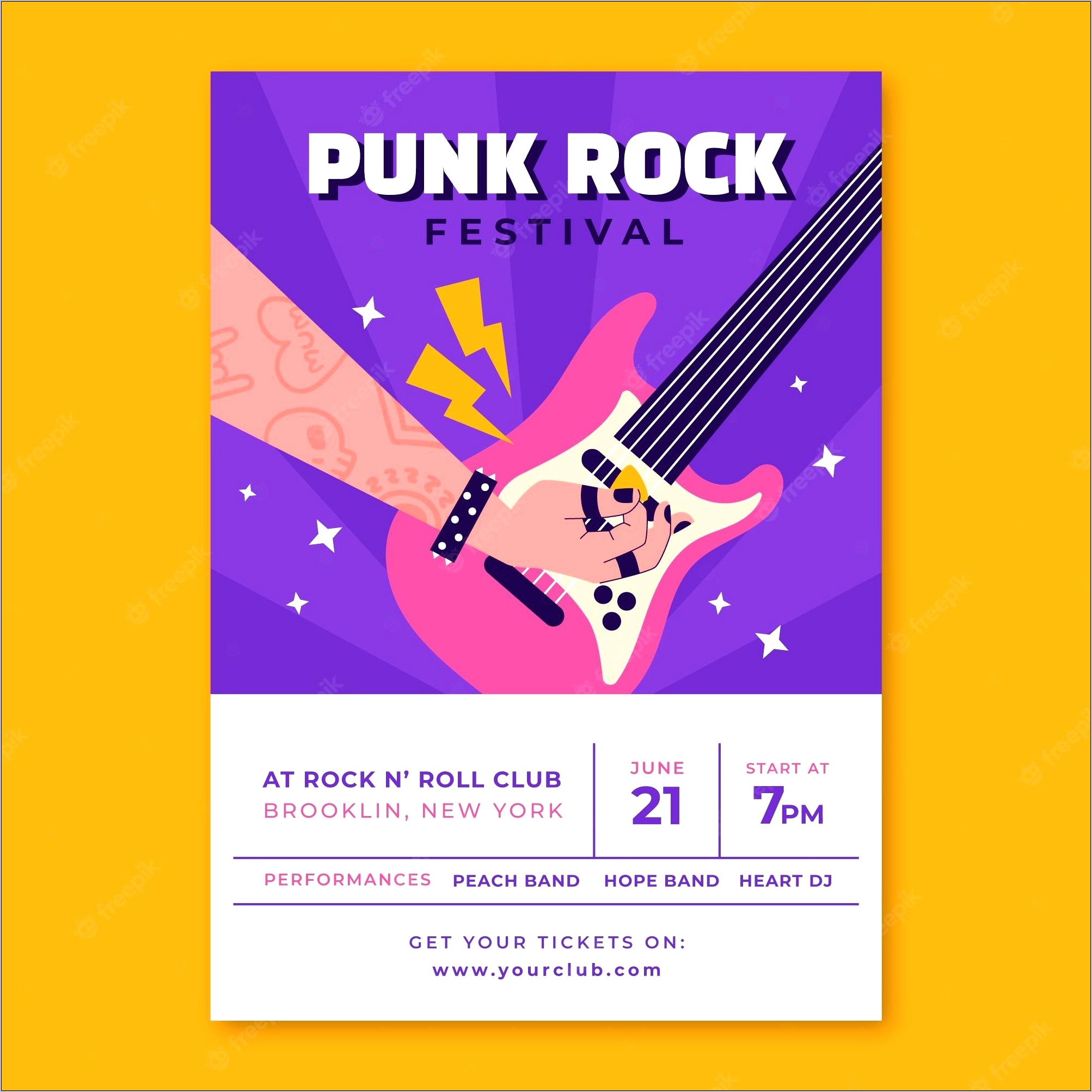 Rock And Roll Music Poster Flyer Template Free