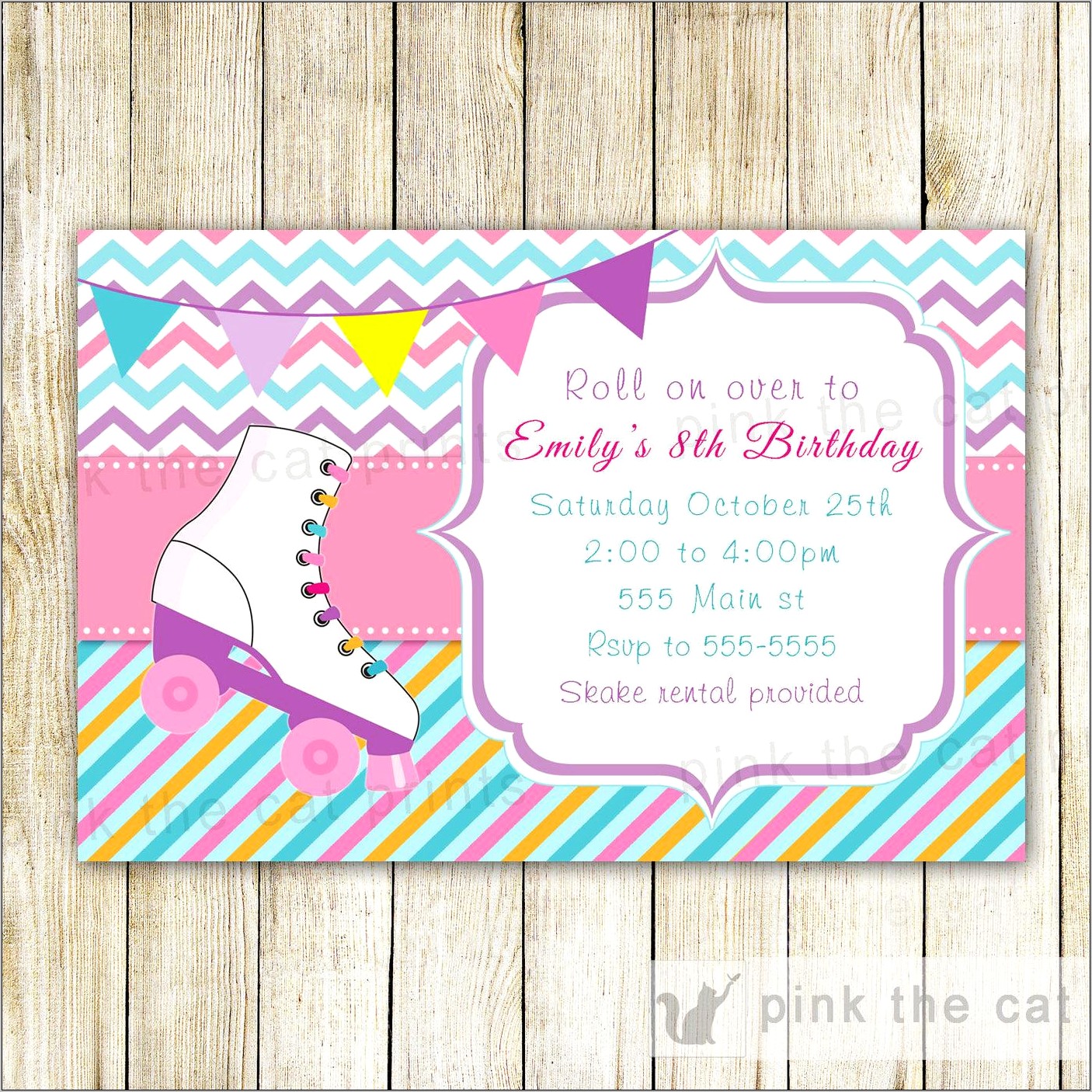 Roller Skating Birthday Party Invitation Template Free