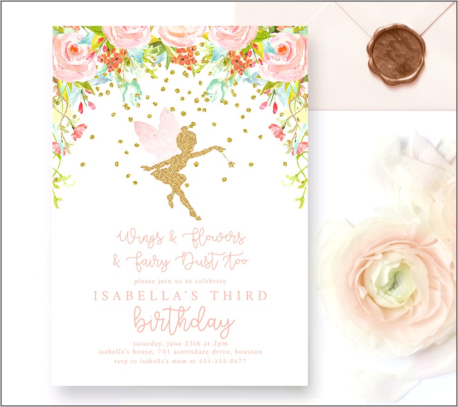 Rose Gold 1st Year Invitation Template Free