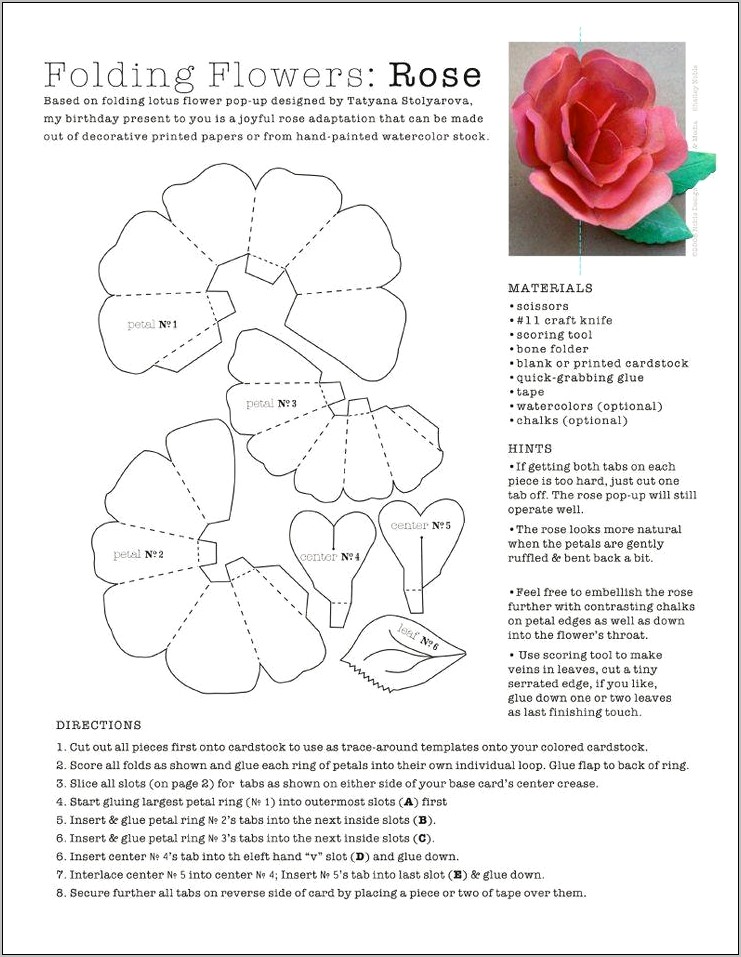 Rose Pop Up Card Template Download