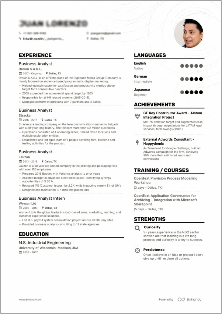 Rsik Business Analyst Sample Resume