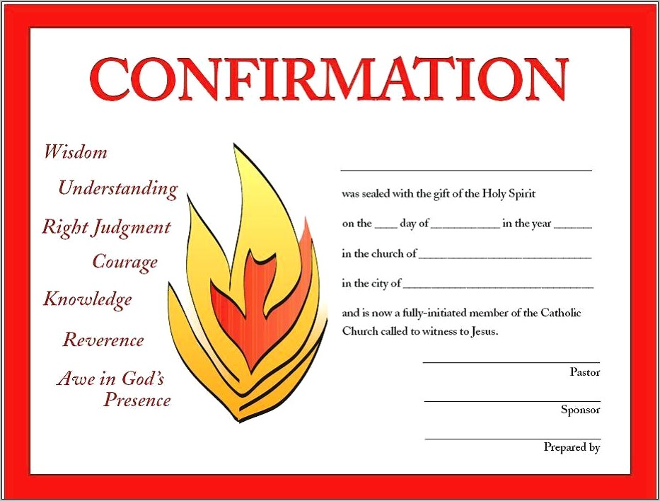 Sacrament Of Confirmation Certificate Template Free Download