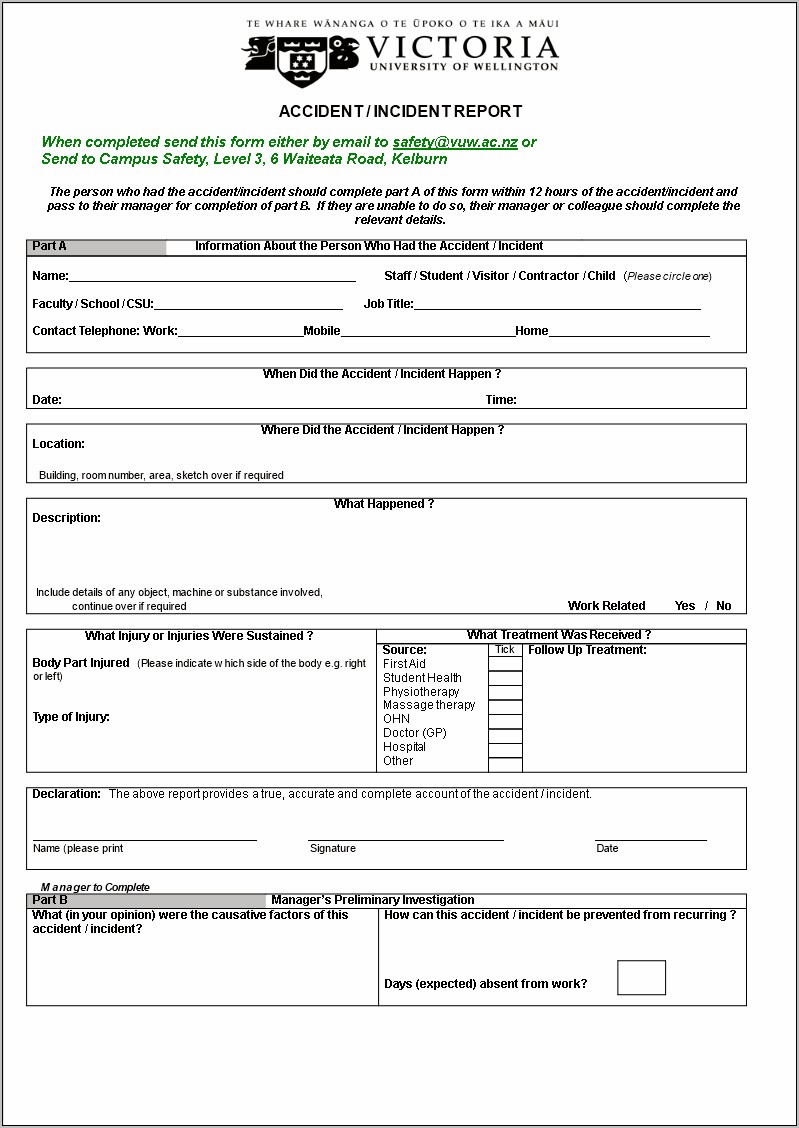 Safety Incident Report Template Excel Download