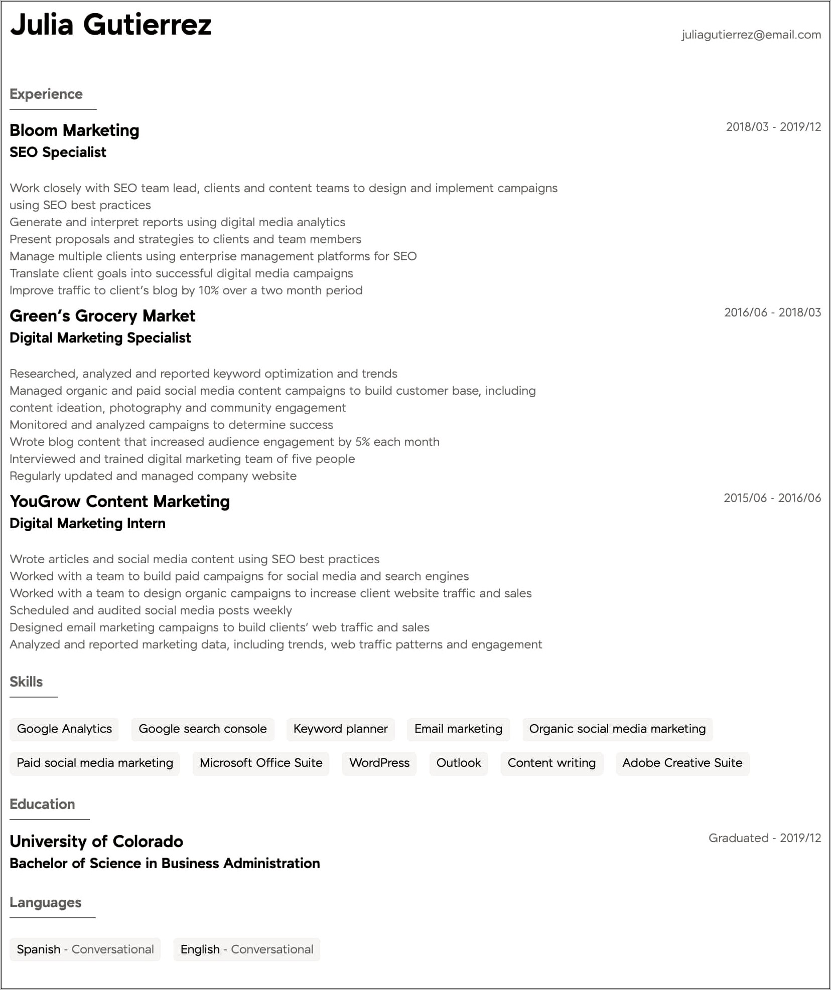 Sales And Marketing Resume Examples