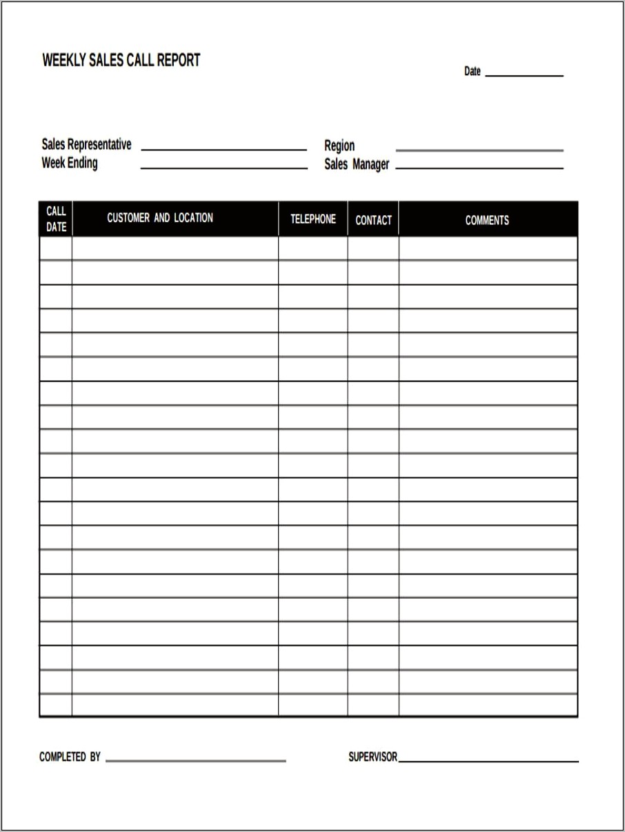 Sales Call Reports Templates Free Word Document