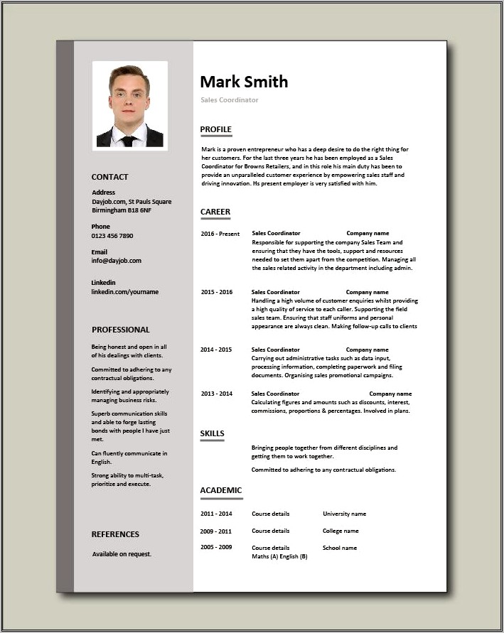 Sales Coordinator Job Description Resume