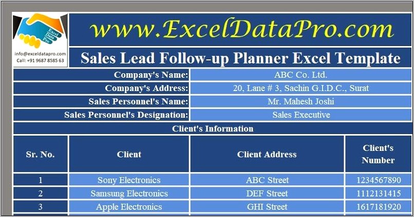 Sales Follow Up Excel Template Free Download