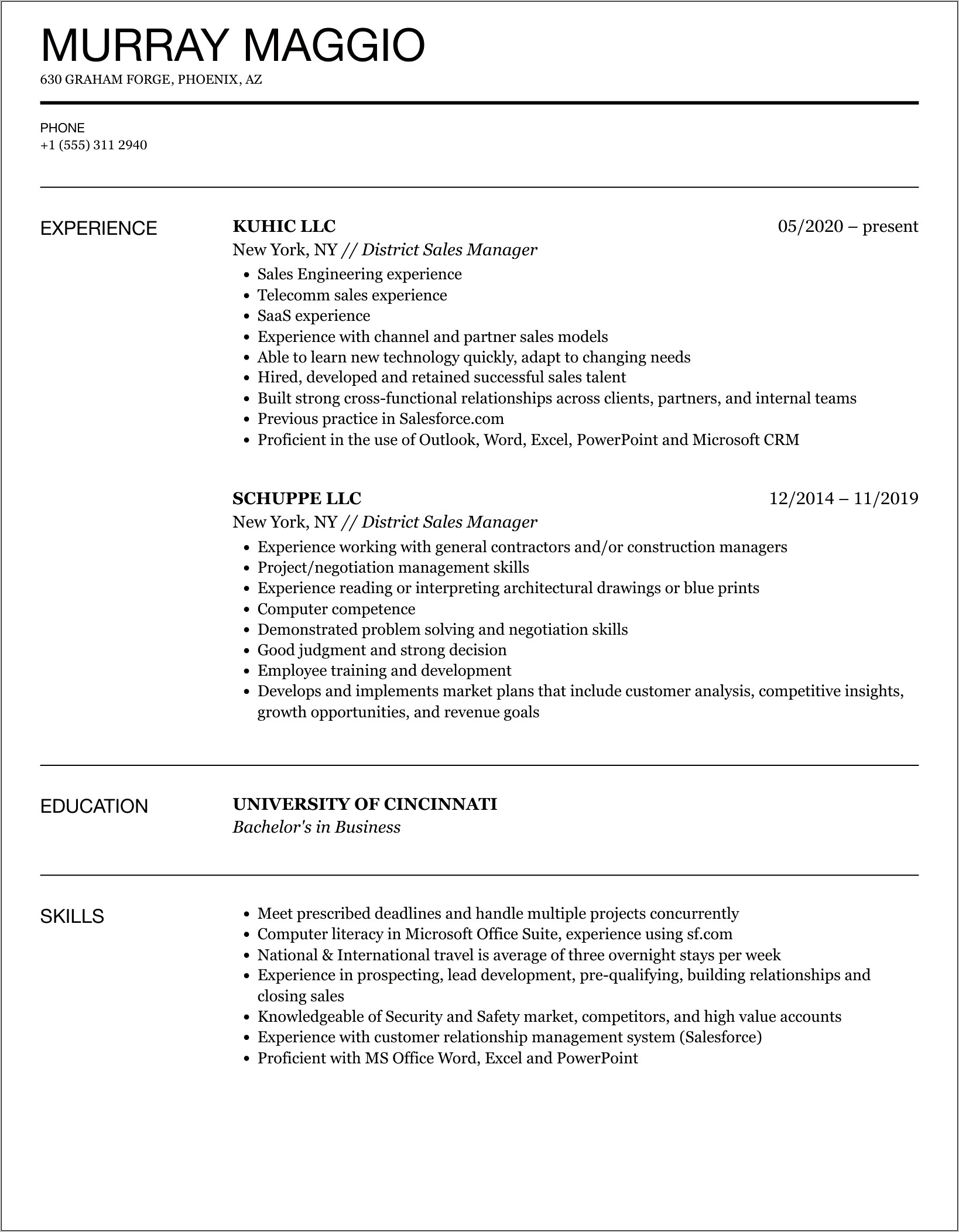 Sales Manager Resume Sample 2014