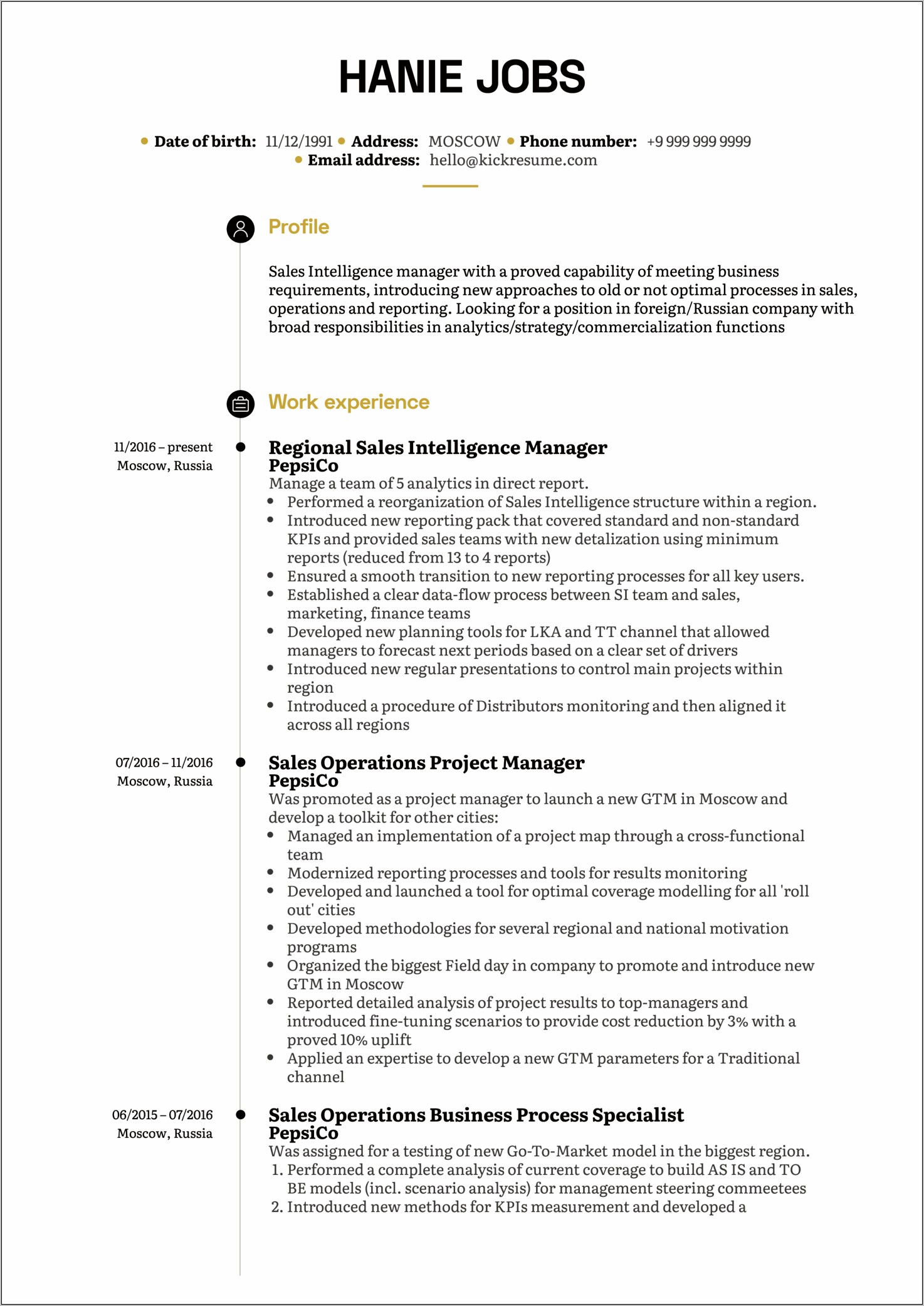 Sales Operations Manager Resume Sample