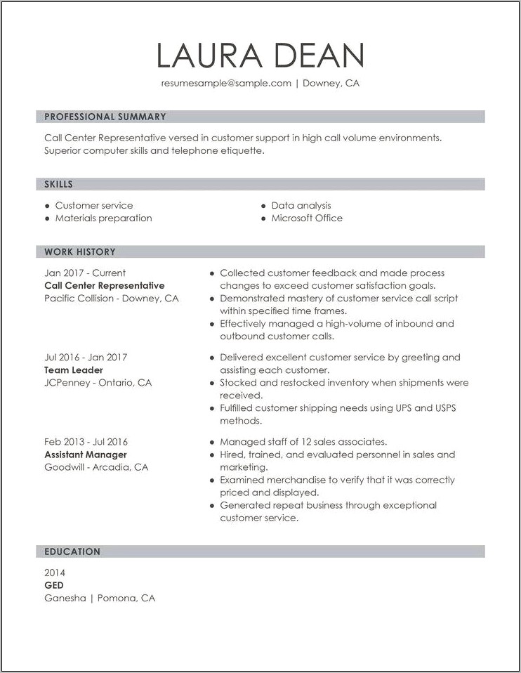 Sales Skills List For Resume