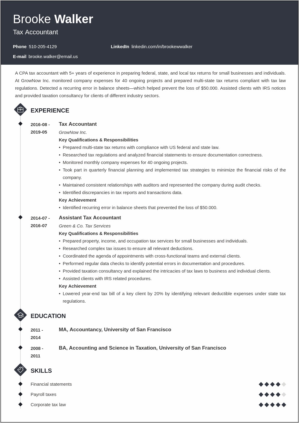 Sales Tax Accountant Resume Samples