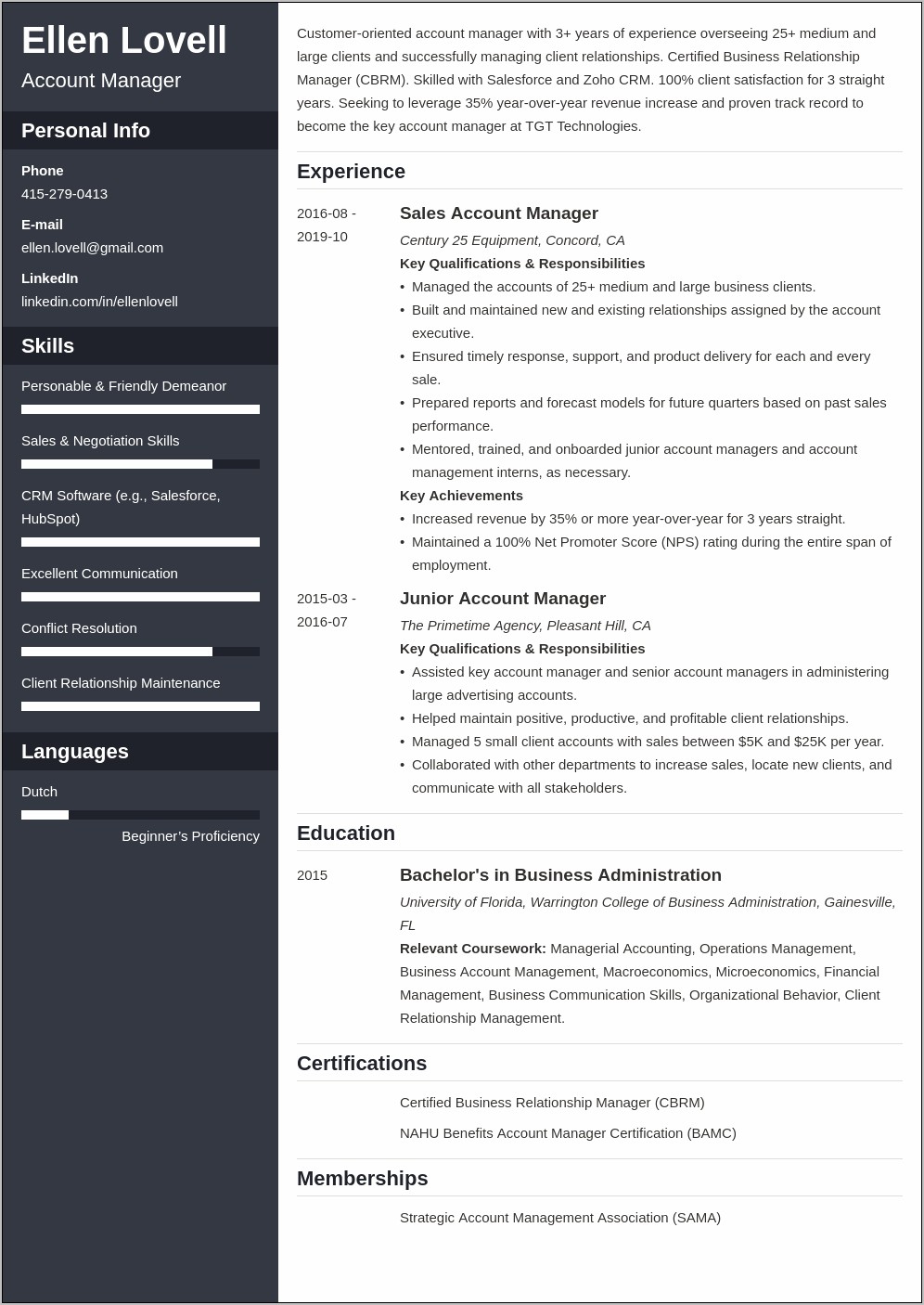 Sample Account Manager Resume Objective