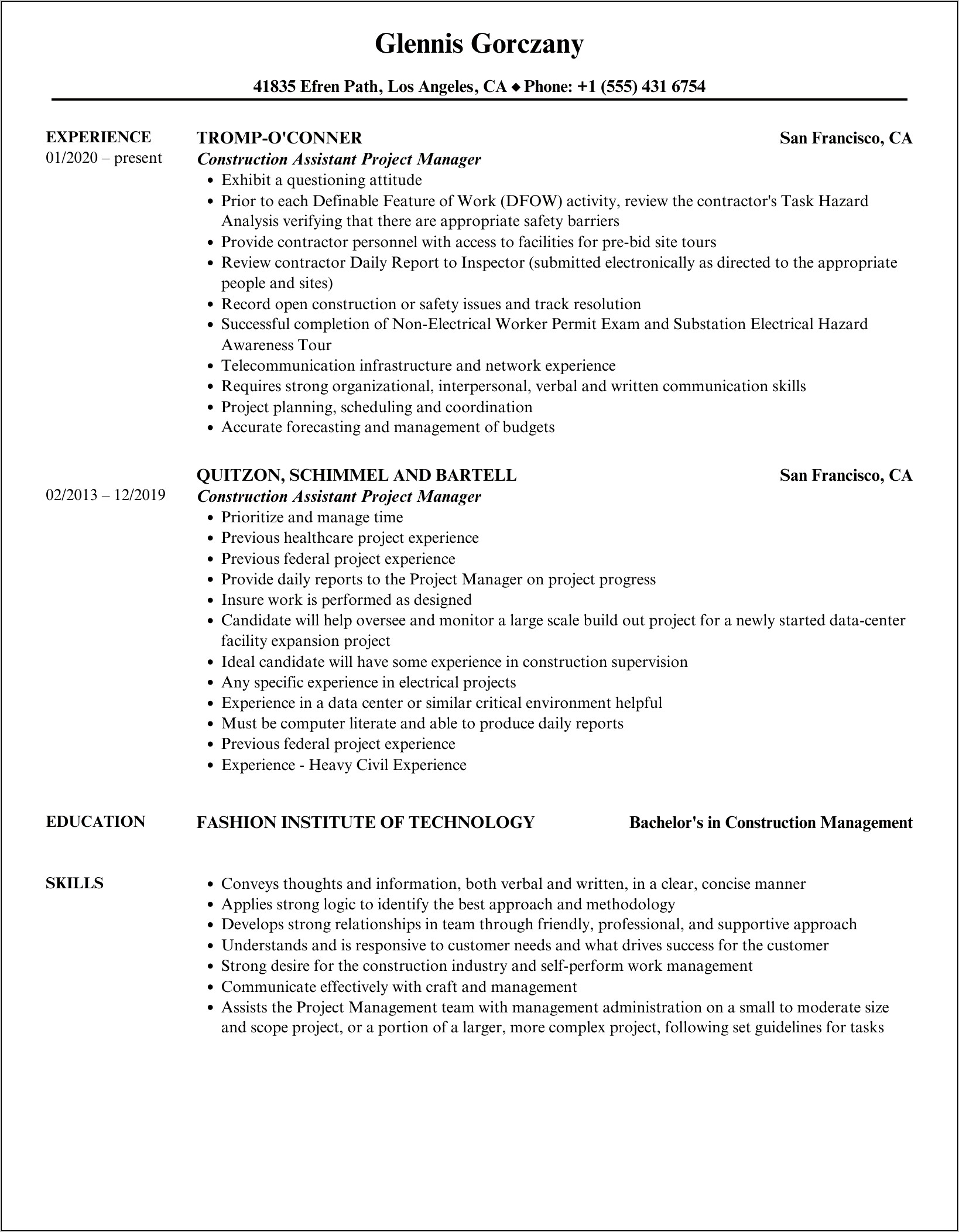 Sample Assistant Project Coordinator Resume