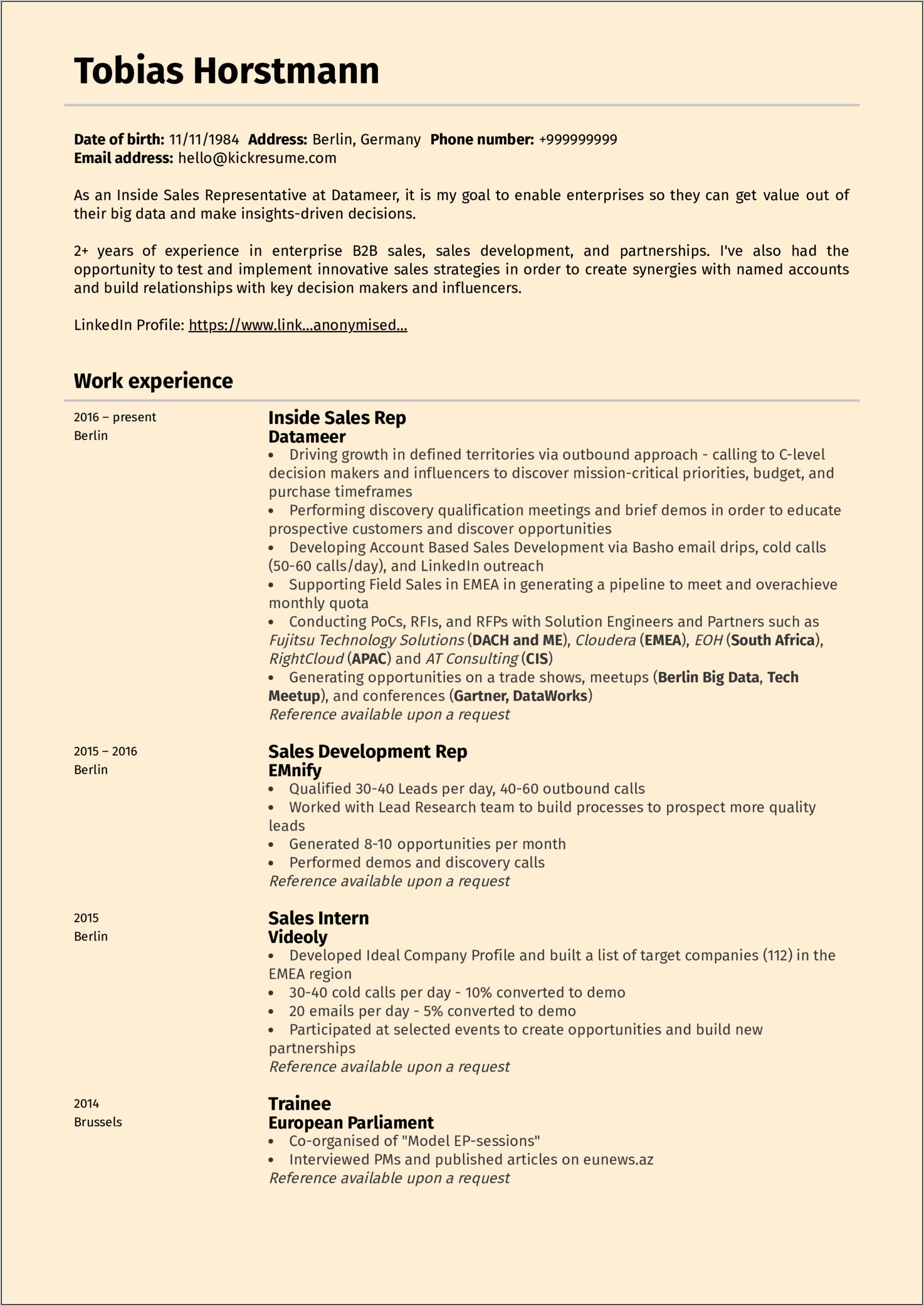 Sample B2b Sales Manager Resume