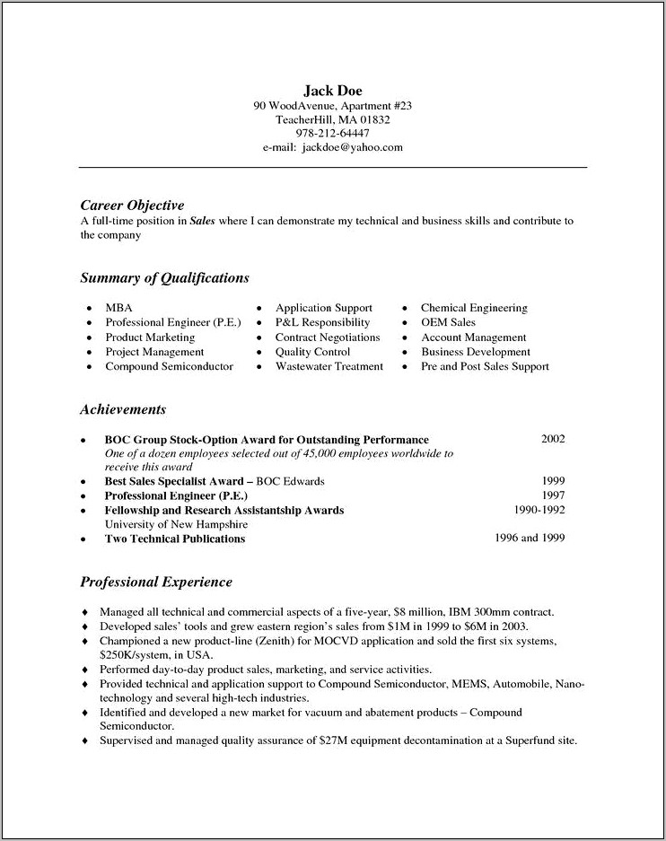 Sample Bullet Points For Resumes