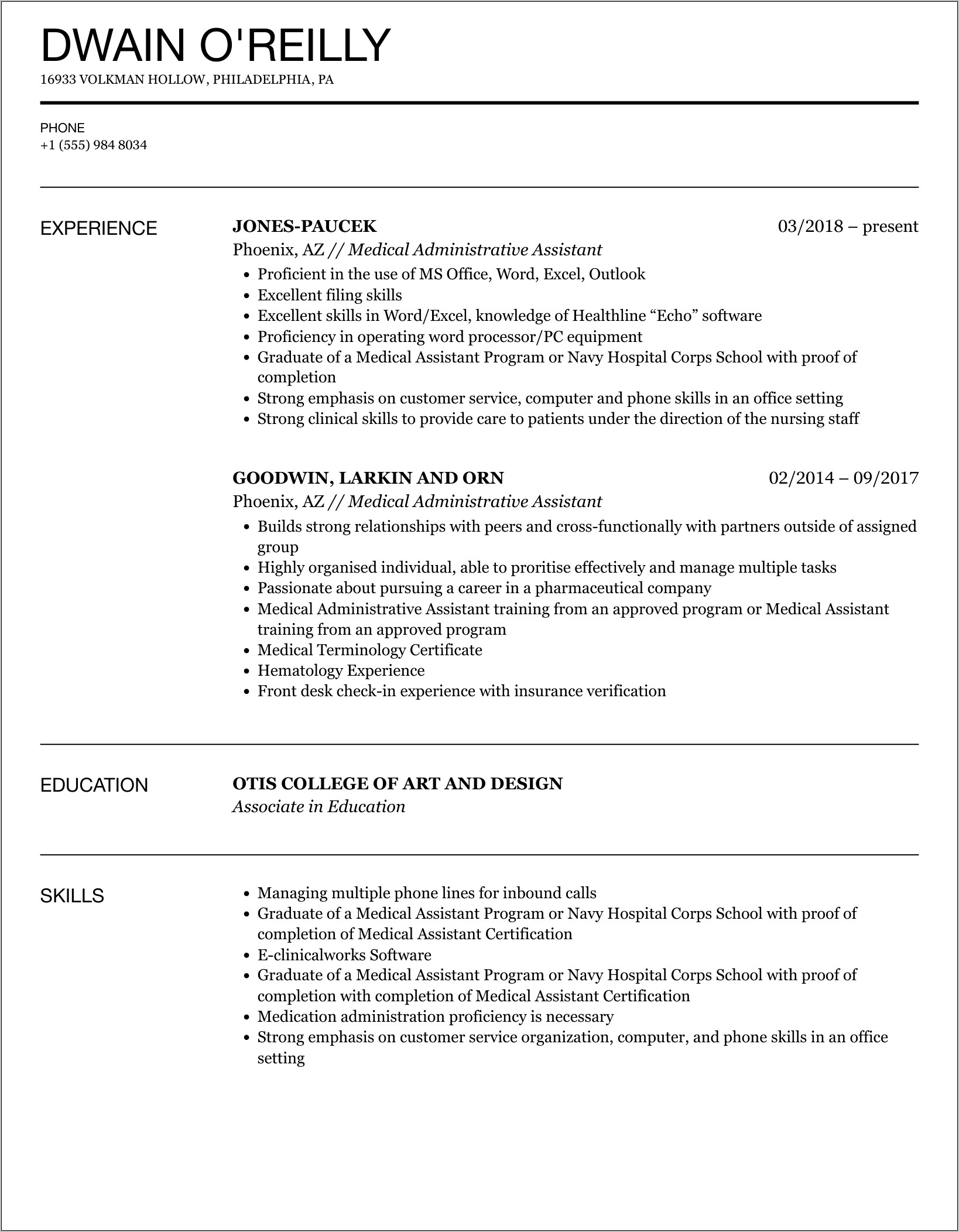 Sample Clerical Assistant Resume Objective