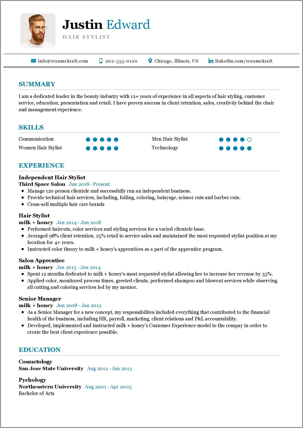 Sample Customer Service Cosmetology Resume