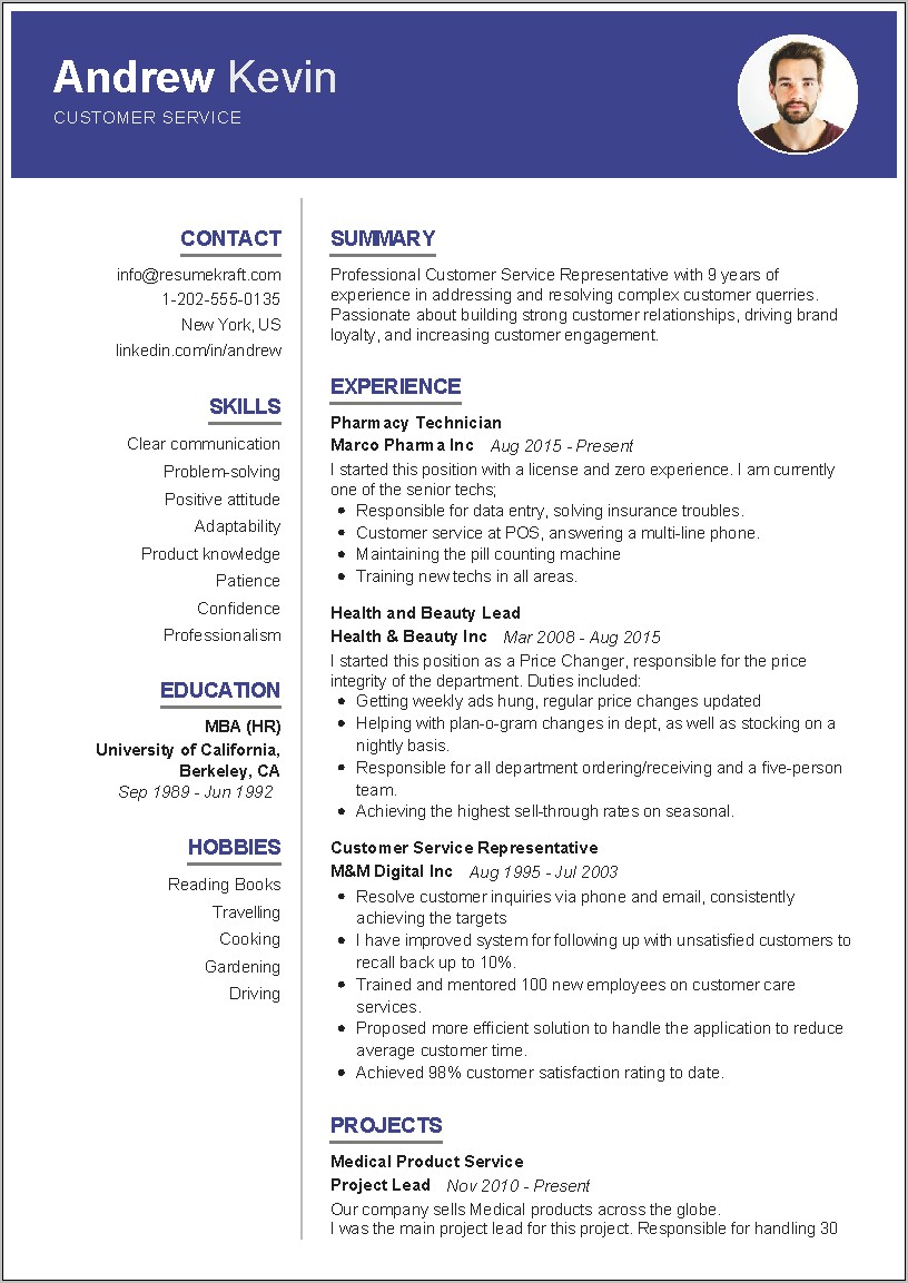 Sample Cv And Resume Pdf