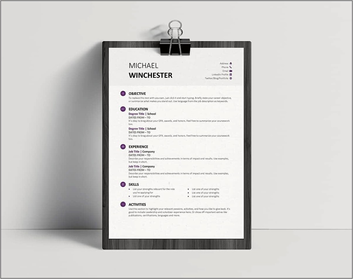 Sample Cv Templates Free Download Word Document