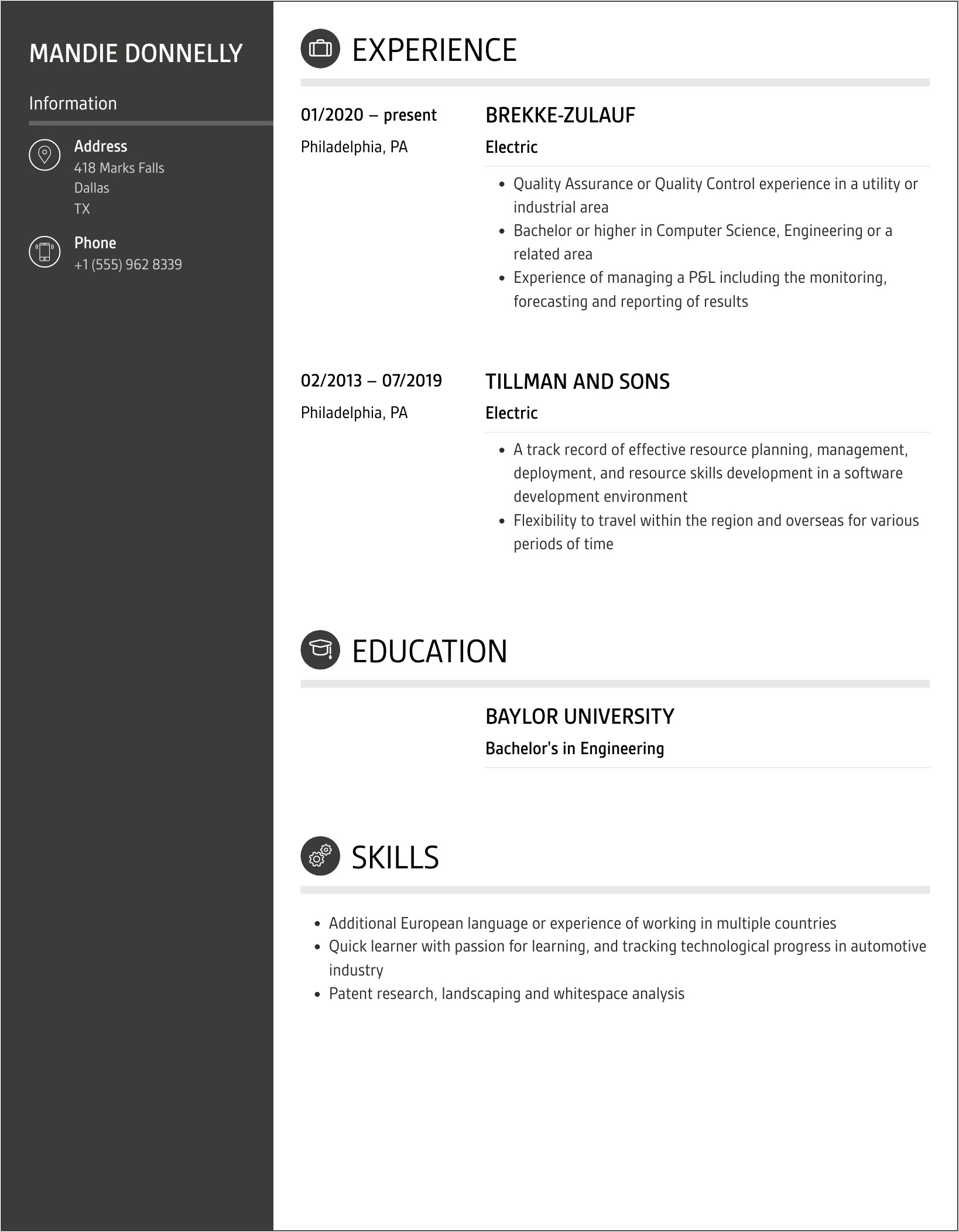 Sample Electronincsengineering Resume Entry Level