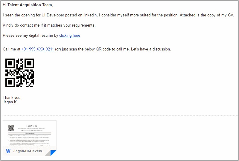 Sample Email For Resume Attachment