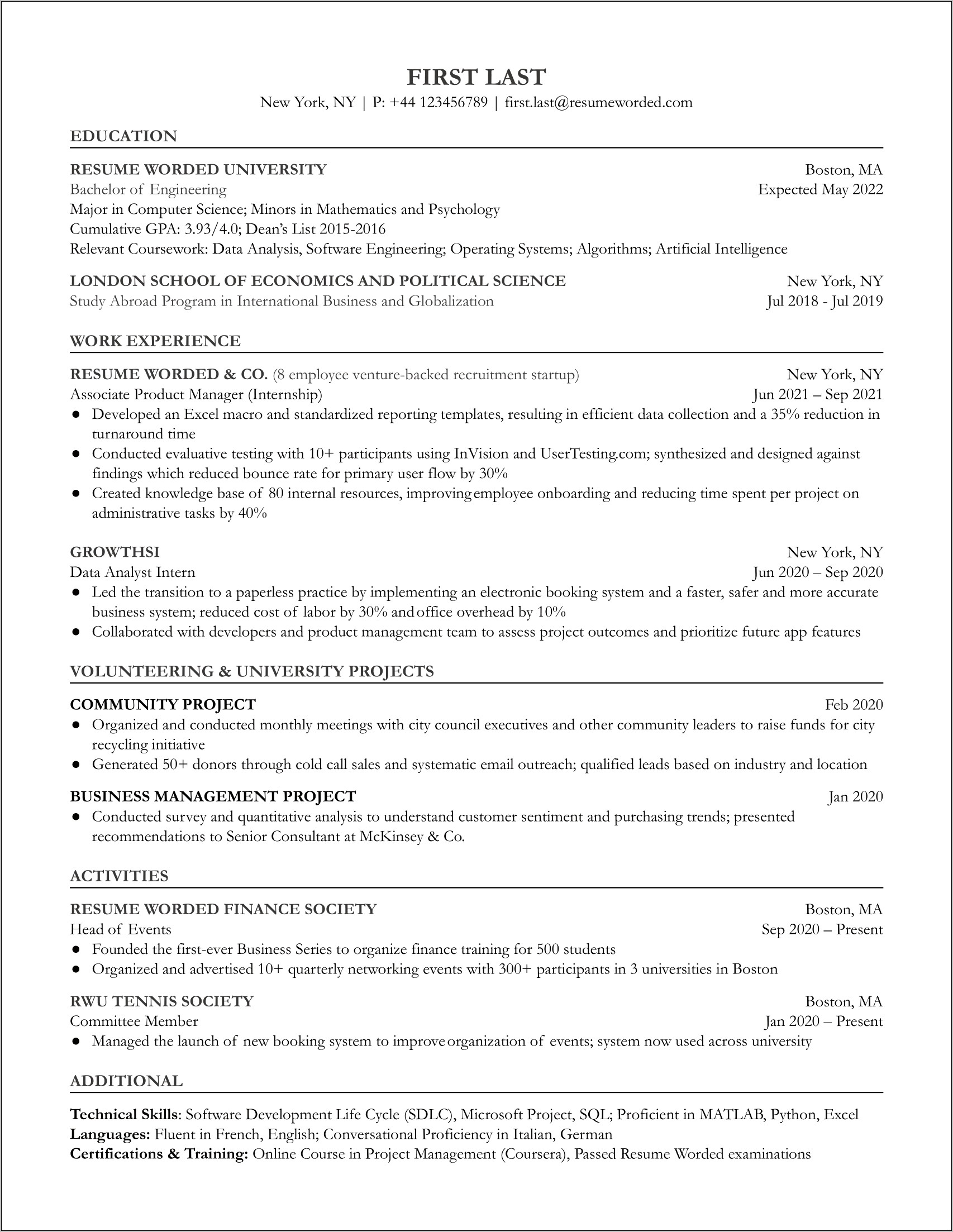 Sample Entry Level Resume 2018