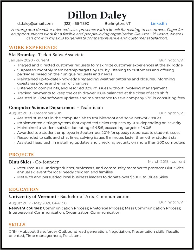 Sample Entry Level Resume Summary