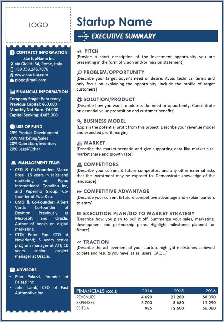 Sample Executive Summaries For Resumes