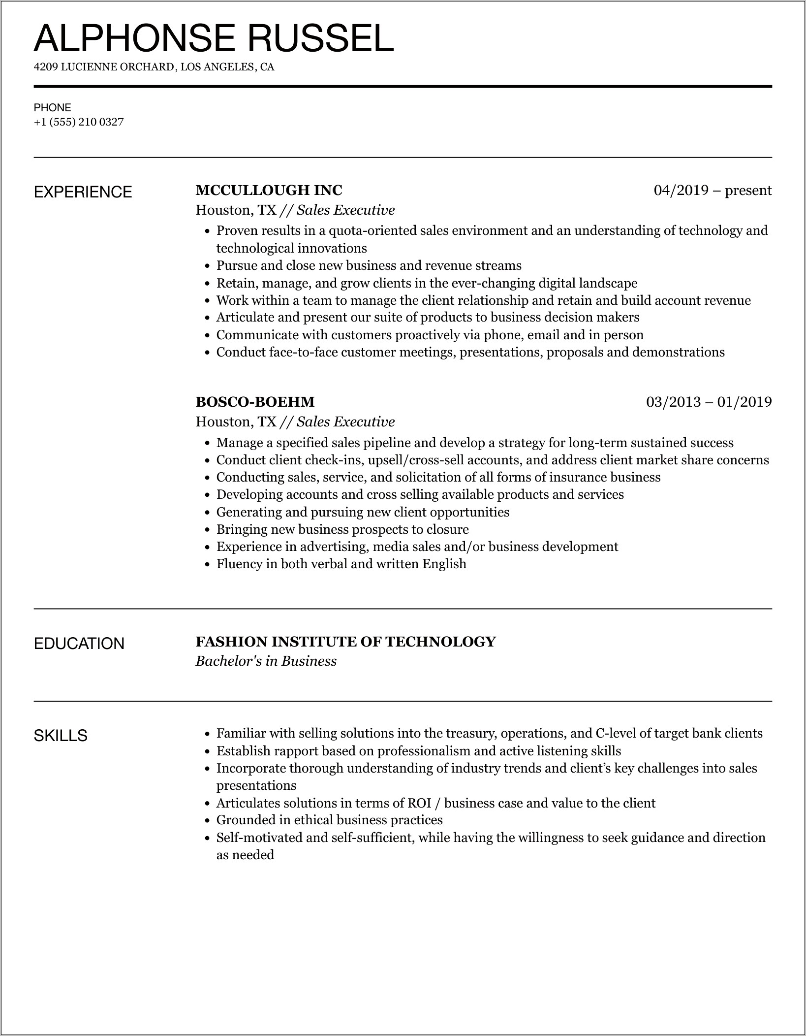 Sample Executive Summary For Resumes