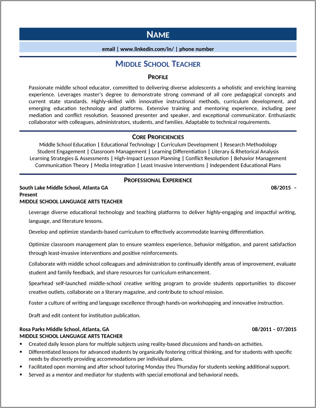 Sample Foreign Language Teacher Resume