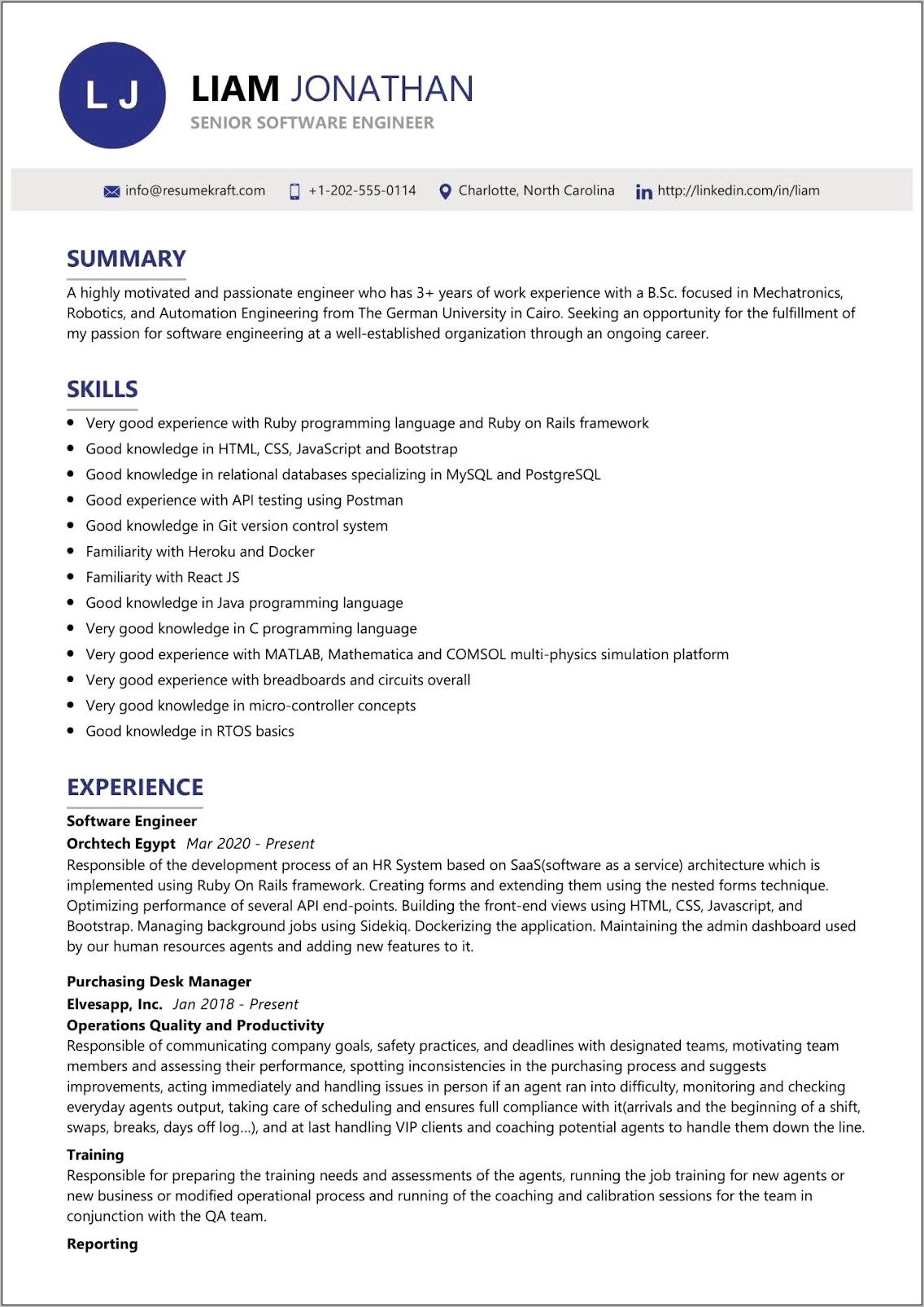 Sample Great Software Developer Resume