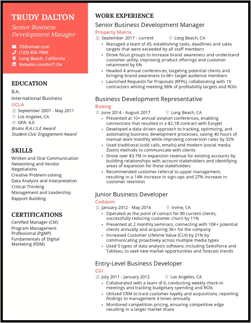 Sample Job Development Specialist Resume