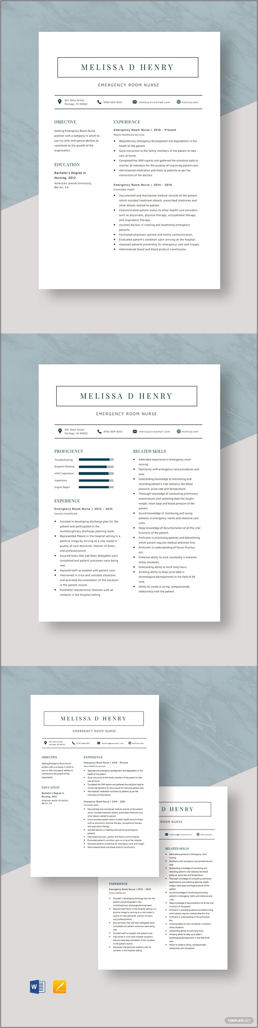 Sample Nursing Resume Emergency Room