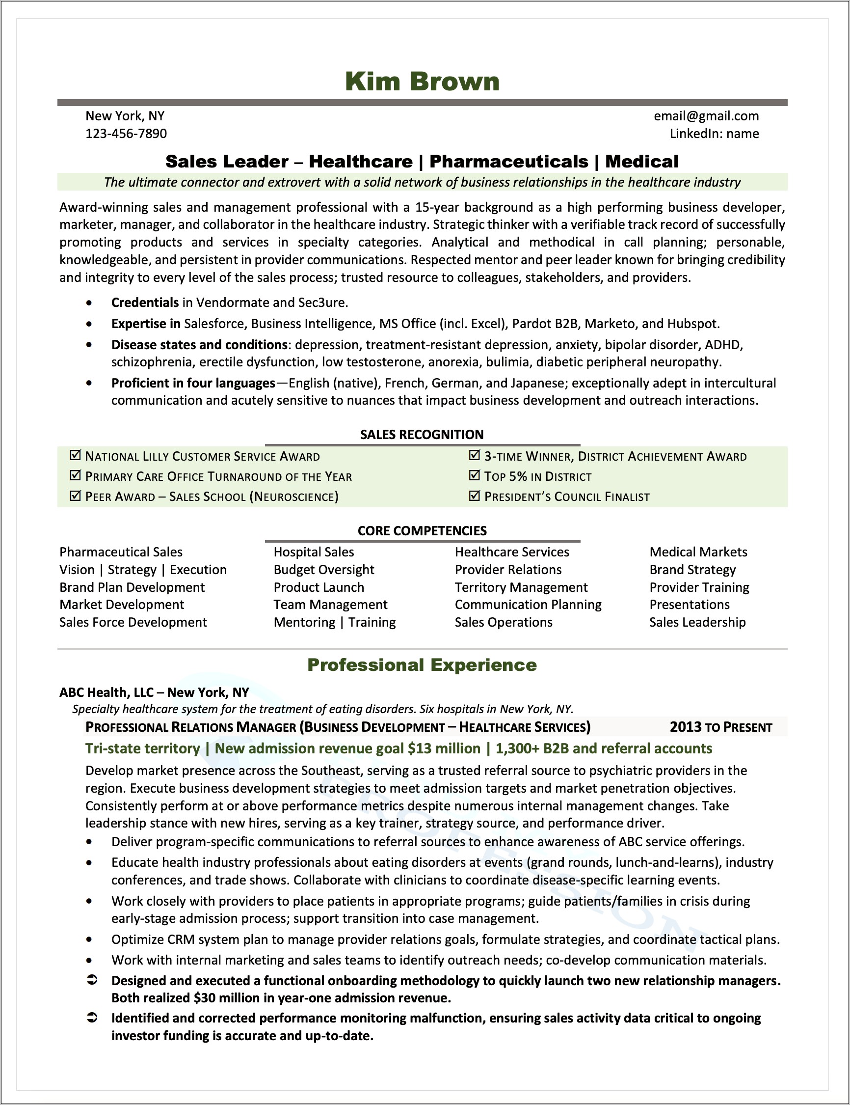 Sample Of A Narrative Resume