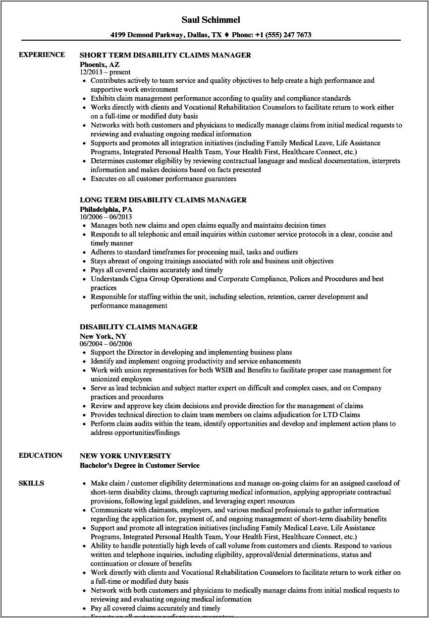 Sample Of A Short Resume