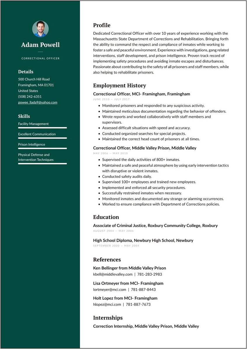 Sample Of Correctional Nursing Resume